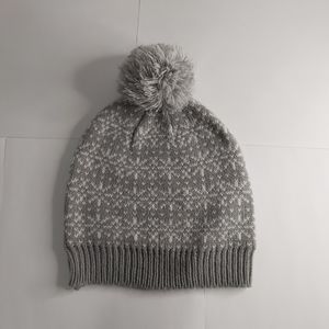Jessica pompom hat, gray, one size